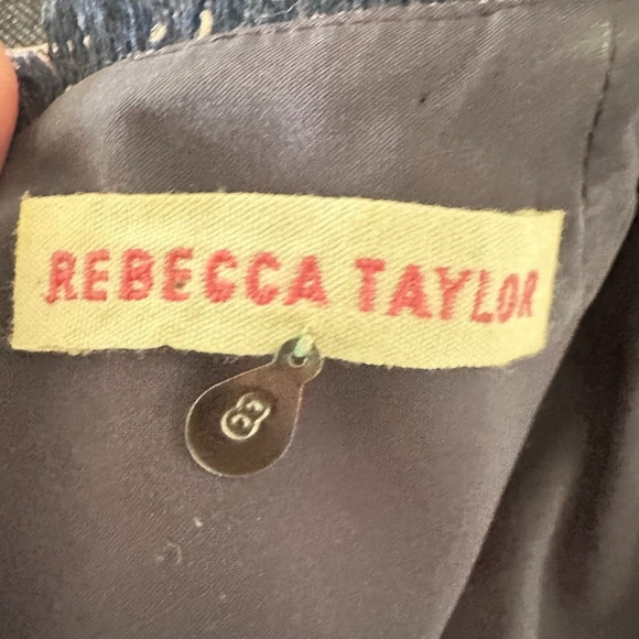 Rebecca Taylor Tweed Sheath Mini Dress Size 8 Blue Wool Blend Fray Fringe Career - Picture 6 of 9